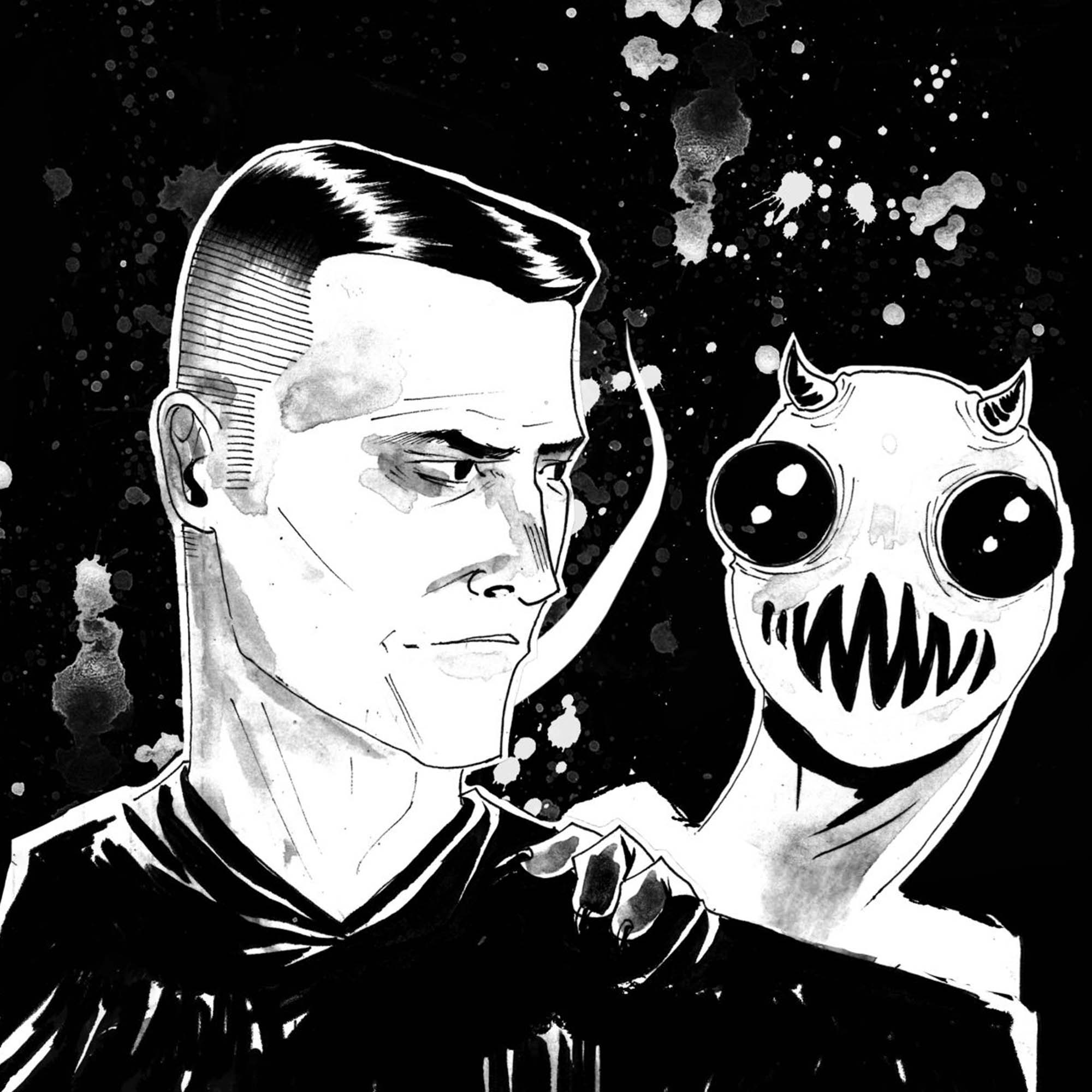 Chief and demonic figure artwork