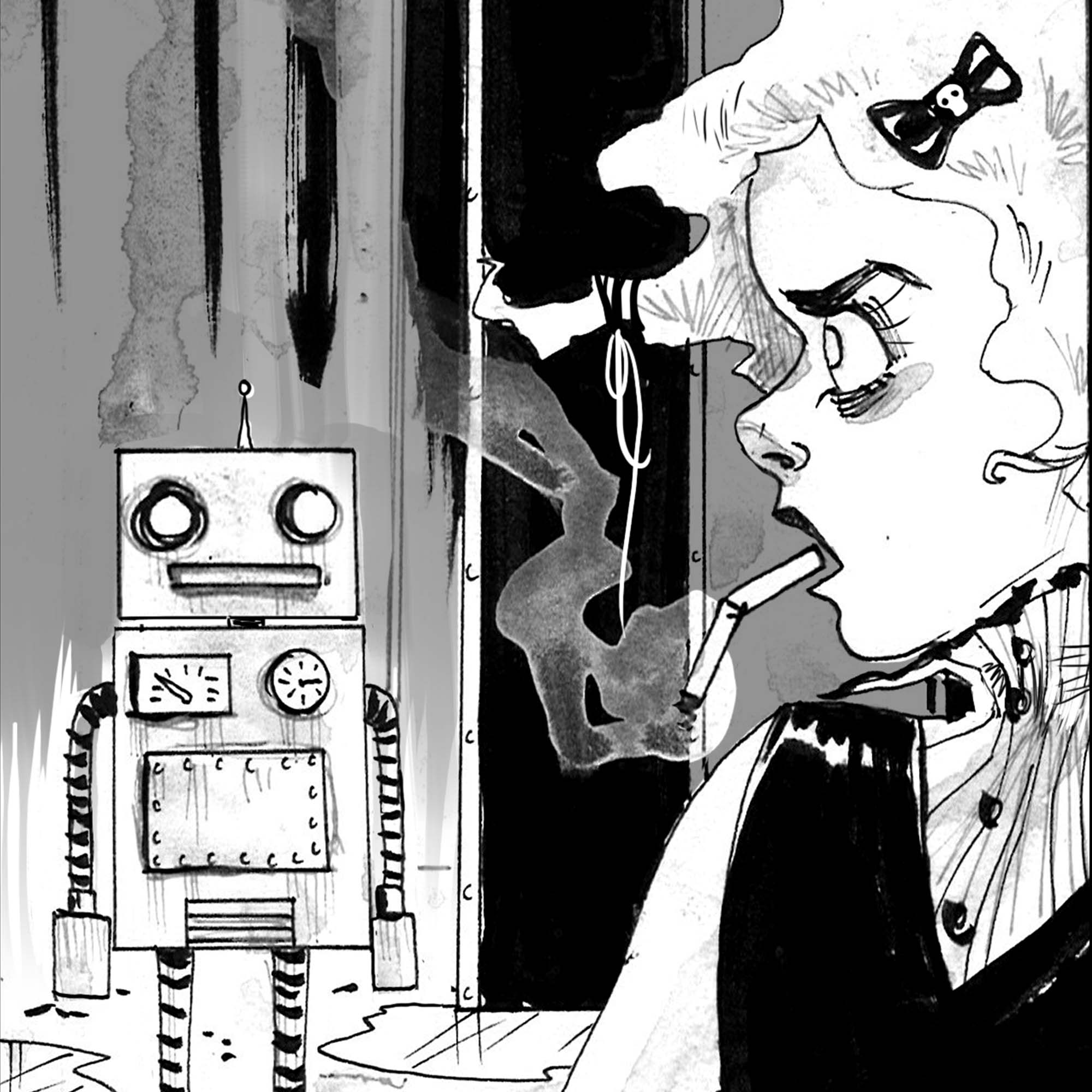 Moth and Robot Baby character art